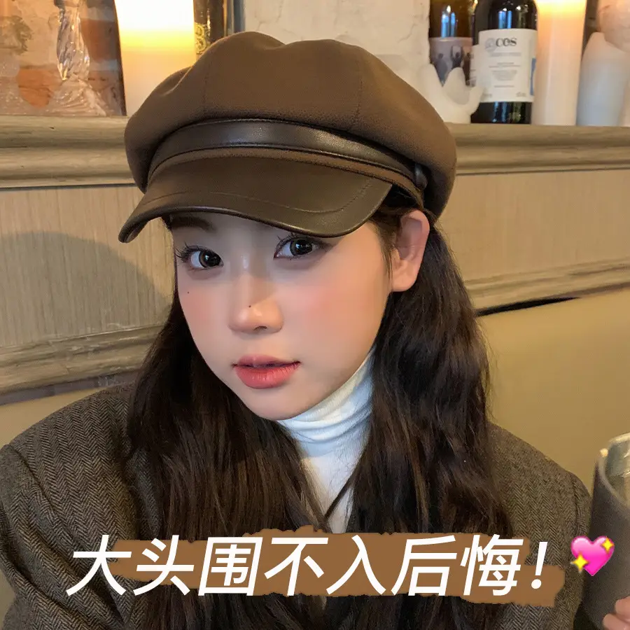 Women's Black Duckbill Cap Autumn Winter - Image 4
