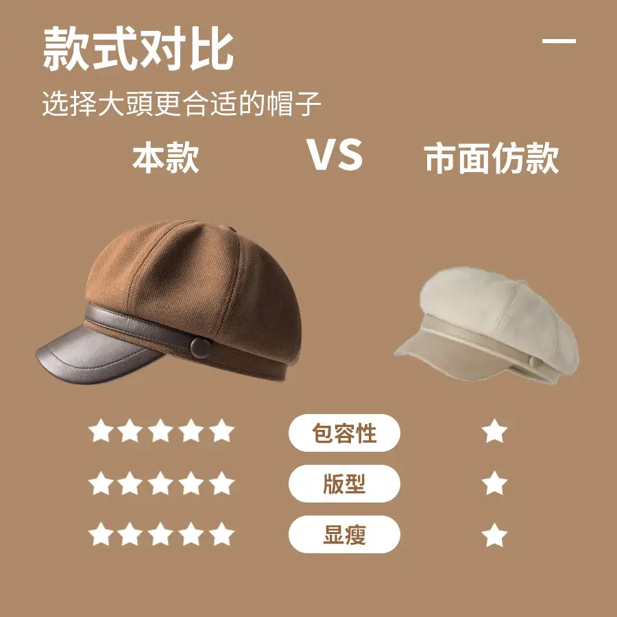 Women's Black Duckbill Cap Autumn Winter - Image 5