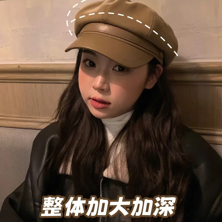 Women's Black Duckbill Cap Autumn Winter - Image 6