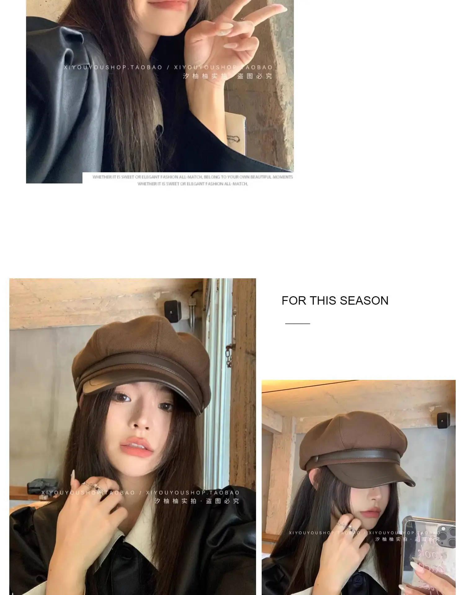 Women's Black Duckbill Cap Autumn Winter — feature 10