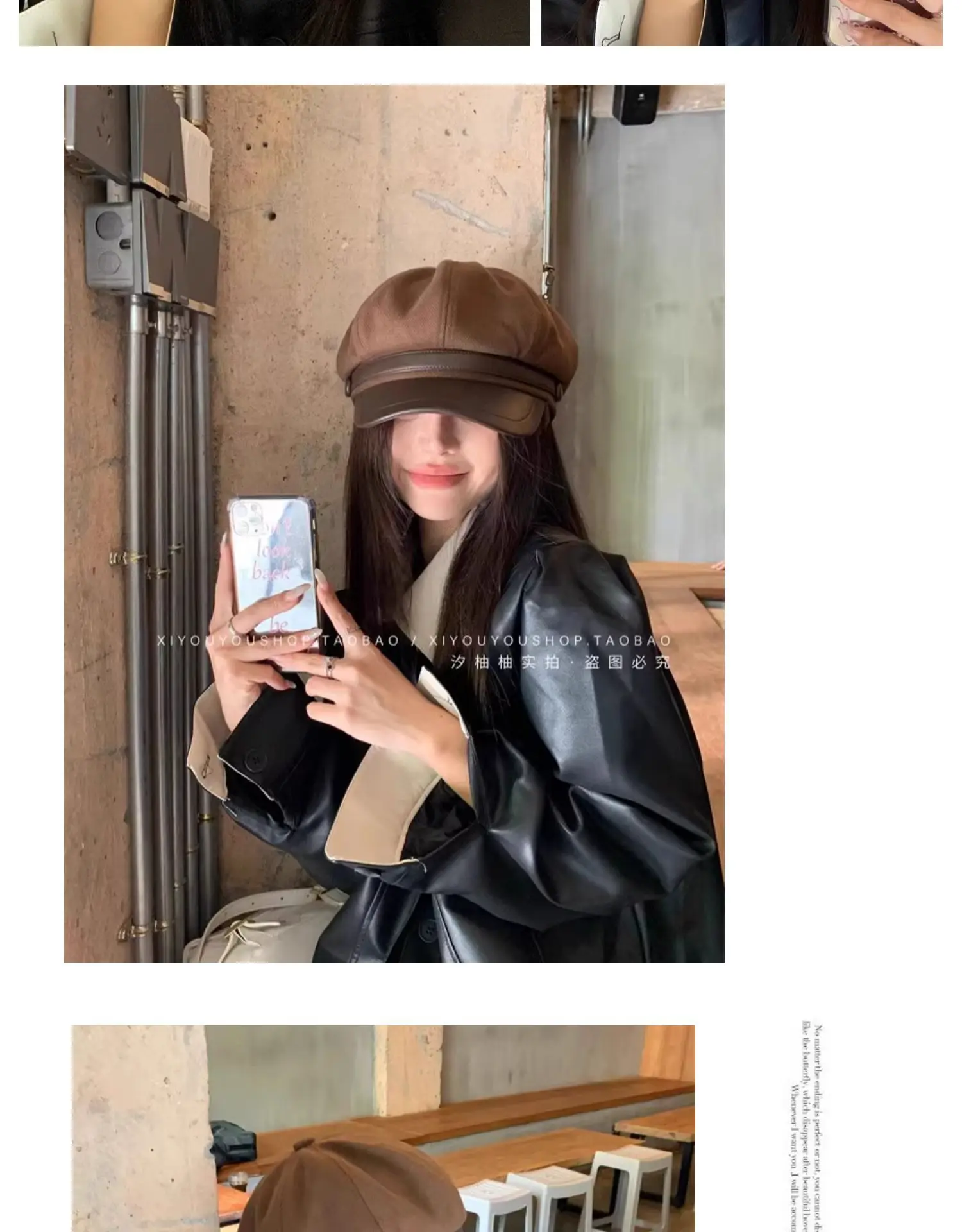 Women's Black Duckbill Cap Autumn Winter — feature 11