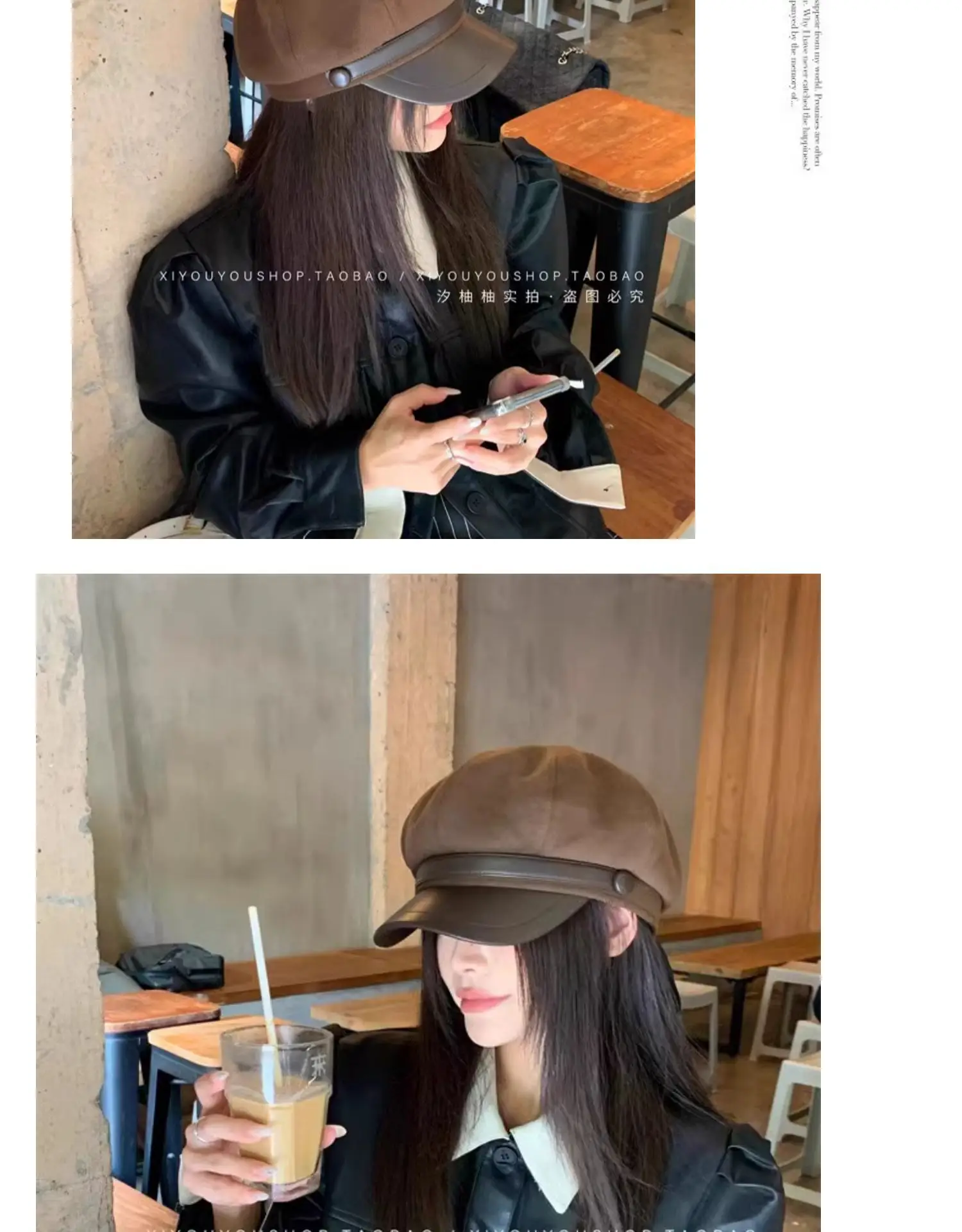 Women's Black Duckbill Cap Autumn Winter — feature 12