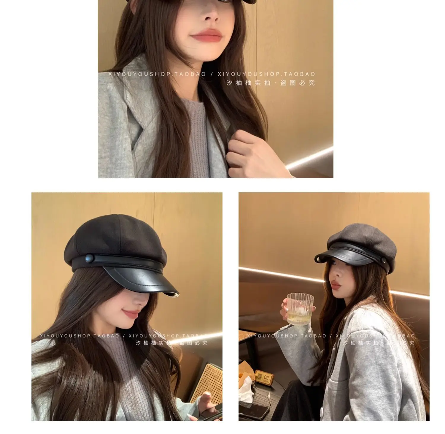 Women's Black Duckbill Cap Autumn Winter — feature 15