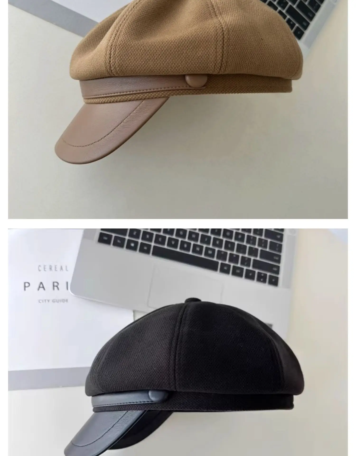 Women's Black Duckbill Cap Autumn Winter — feature 19