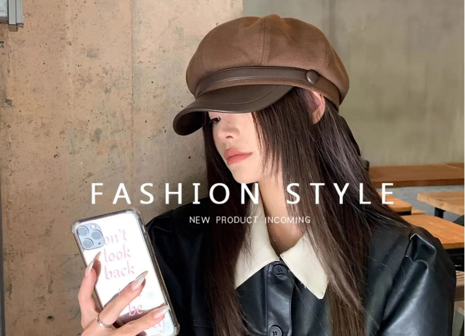 Women's Black Duckbill Cap Autumn Winter — feature 3