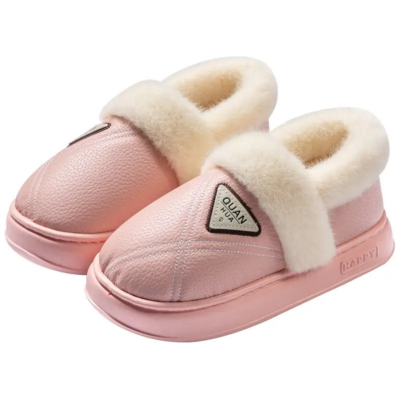 Waterproof Cotton Slippers for Women Winter 2025 New Thick-Soled Warm Plus Plush Fur Shoes with Heel Cotton Shoes for Women to Wear Outside - Image 15