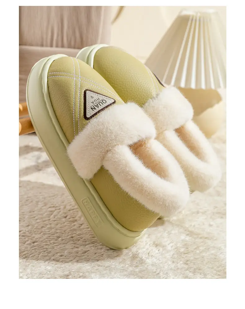 Waterproof Cotton Slippers for Women Winter 2025 New Thick-Soled Warm Plus Plush Fur Shoes with Heel Cotton Shoes for Women to Wear Outside — feature 13
