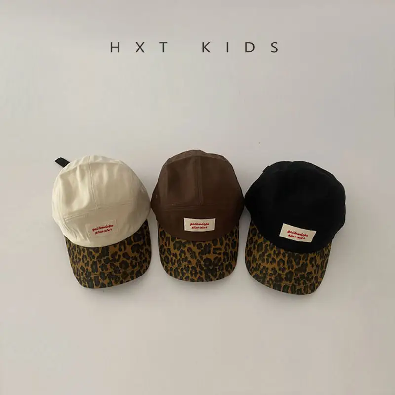 Children's Leopard Print Baseball Cap Brown Spring Autumn
