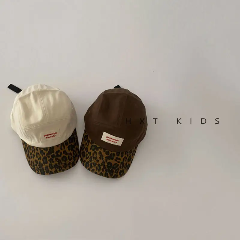Children's Leopard Print Baseball Cap Brown Spring Autumn
