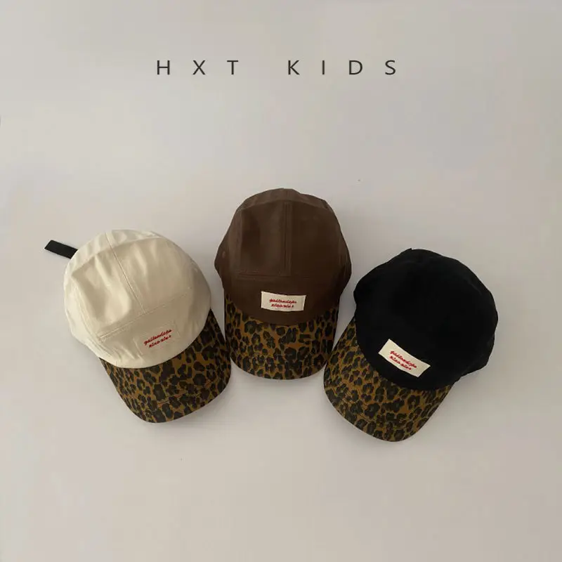 Children's Leopard Print Baseball Cap Brown Spring Autumn