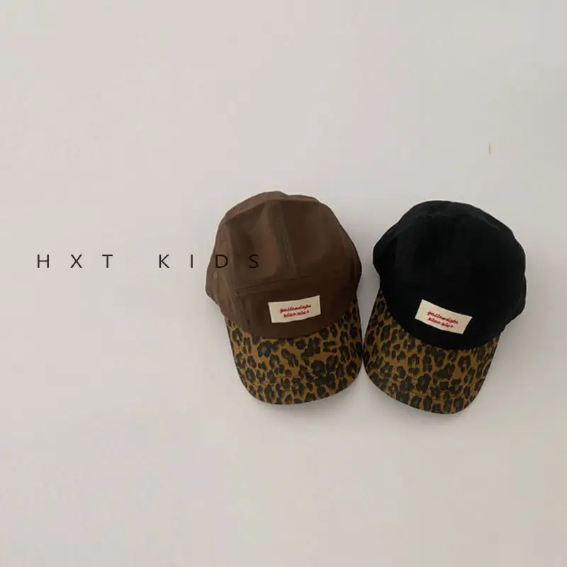 Children's Leopard Print Baseball Cap Brown Spring Autumn
