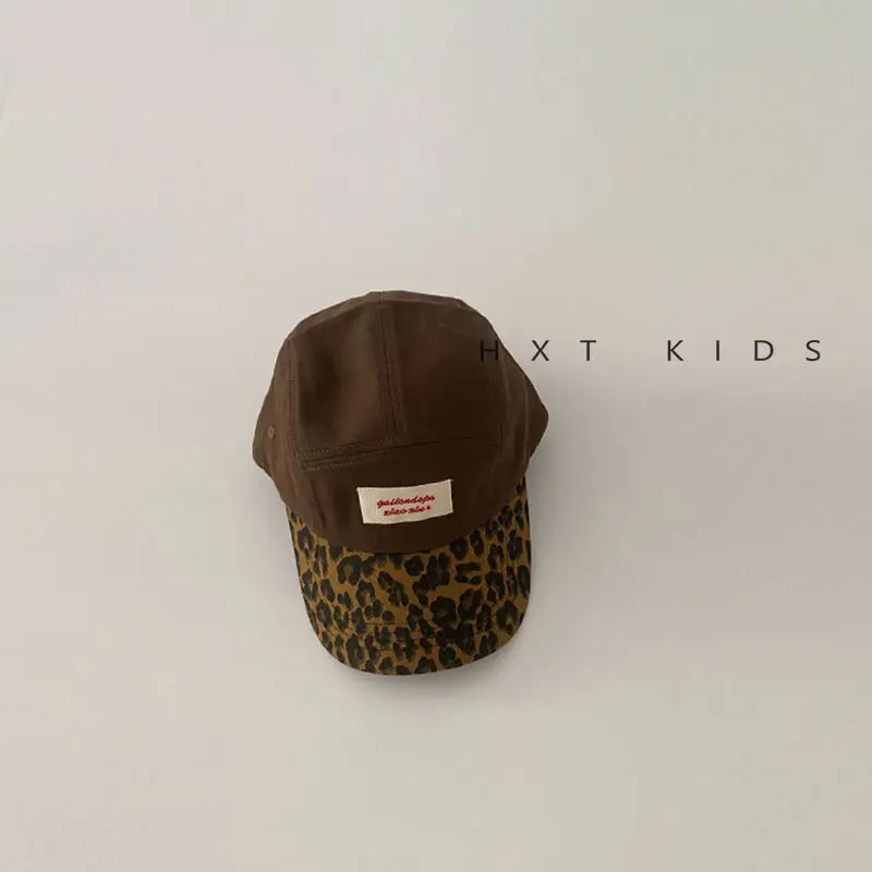 Children's Leopard Print Baseball Cap Brown Spring Autumn