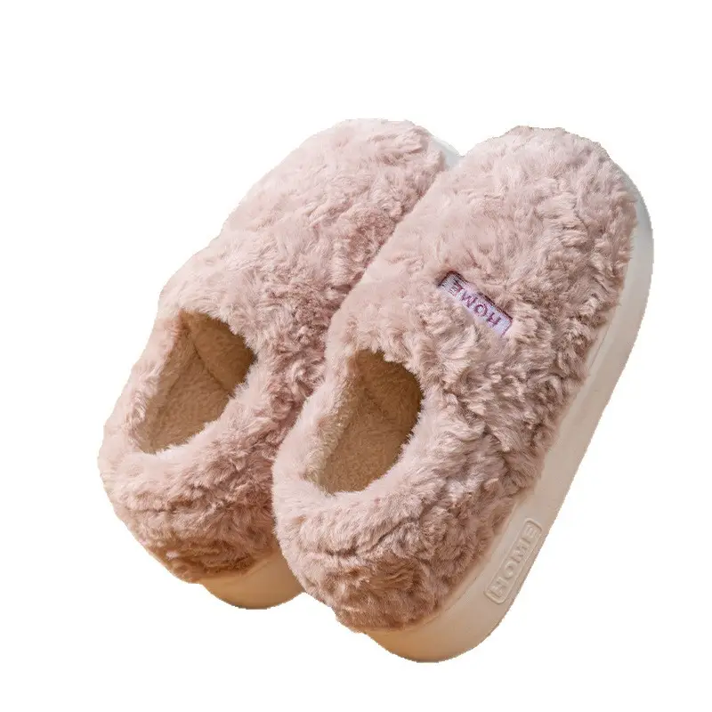 Winter New Outer Wear Thick-Soled Non-Slip Household Plus Plush Fur Slippers Simple, Comfortable and Warm Bag Heel Cotton Slippers - Image 10