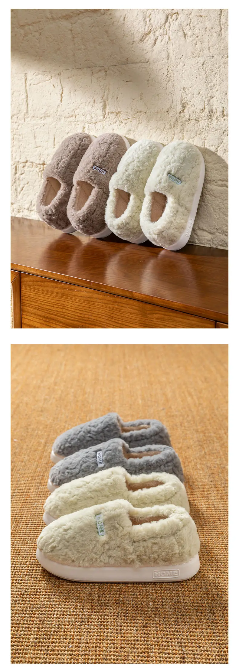 Winter New Outer Wear Thick-Soled Non-Slip Household Plus Plush Fur Slippers Simple, Comfortable and Warm Bag Heel Cotton Slippers — feature 13