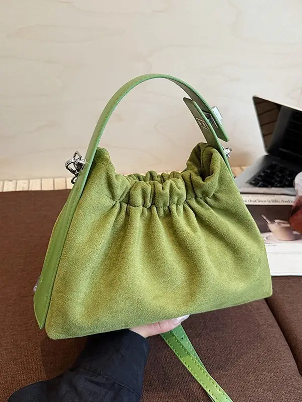 Brown Pleated Crossbody Bag for Women