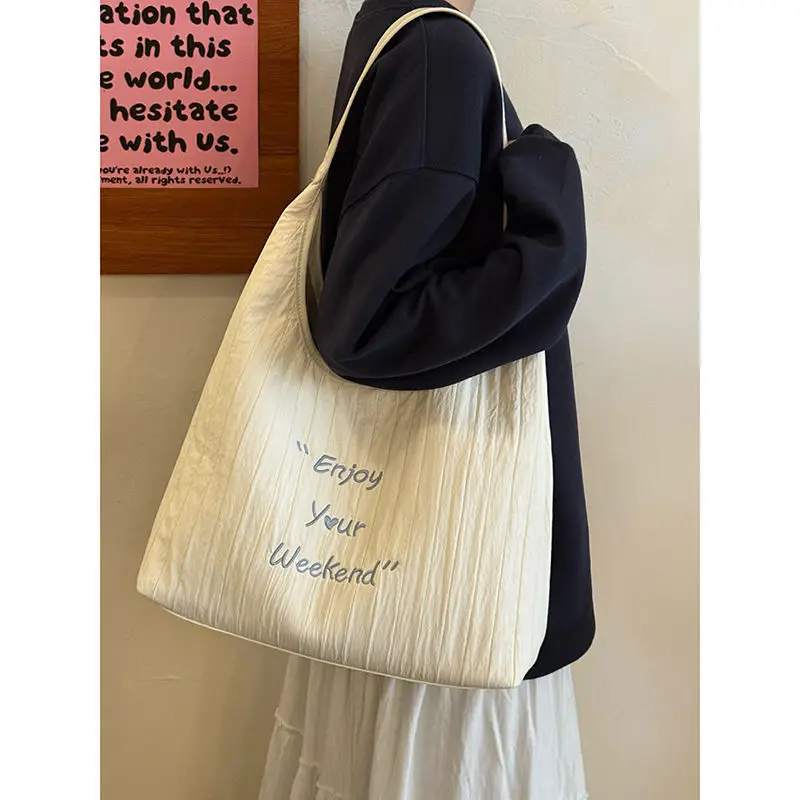 New Large Capacity Letter Embroidered Canvas Bag for Women - Image 5