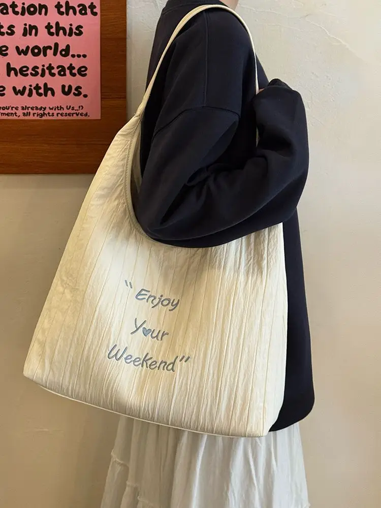 New Large Capacity Letter Embroidered Canvas Bag for Women — feature 23