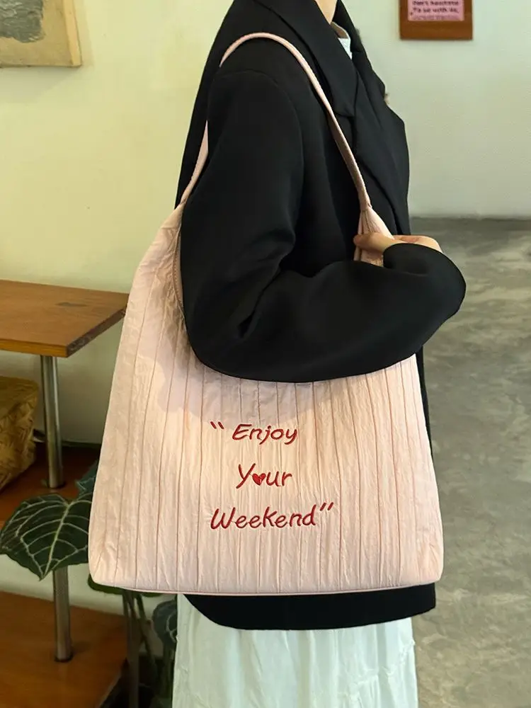 New Large Capacity Letter Embroidered Canvas Bag for Women — feature 28
