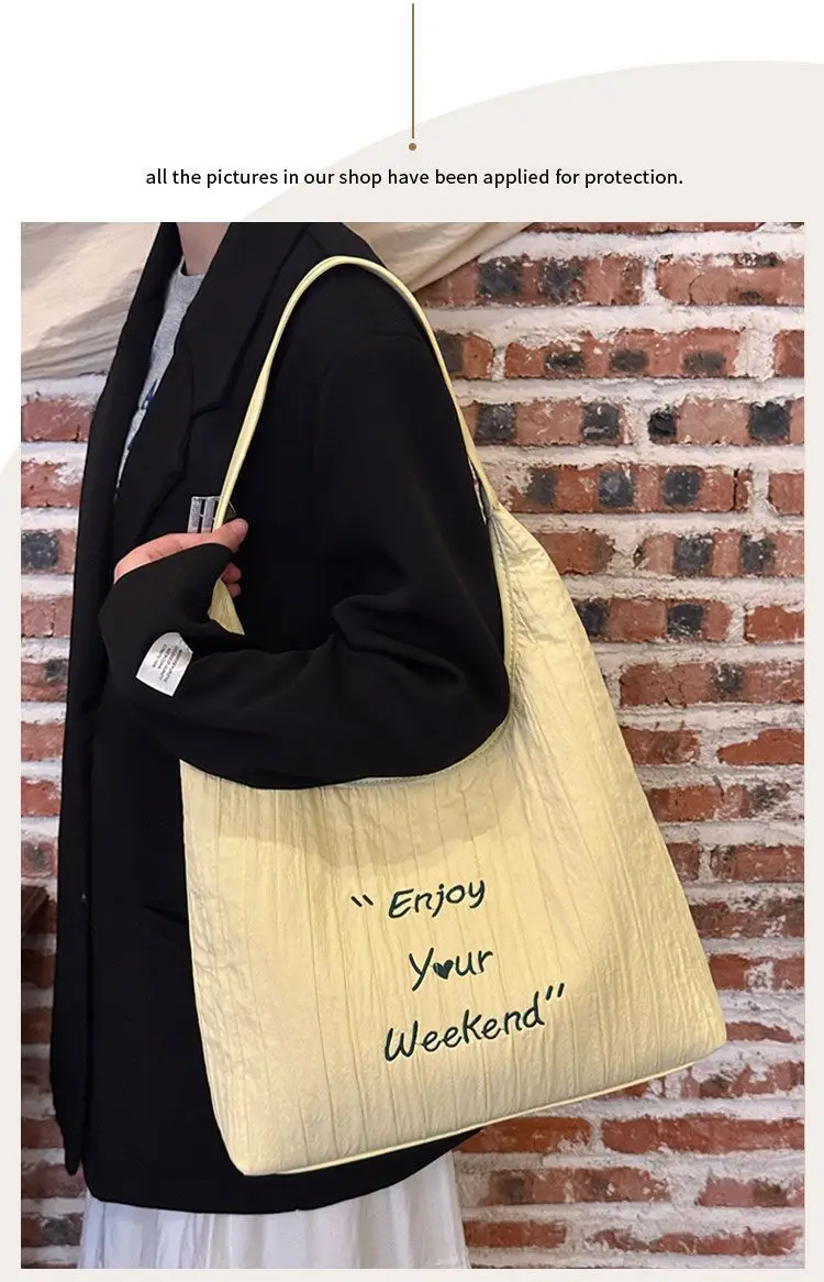 New Large Capacity Letter Embroidered Canvas Bag for Women — feature 4