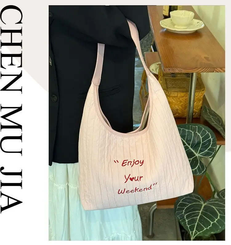 New Large Capacity Letter Embroidered Canvas Bag for Women — feature 5