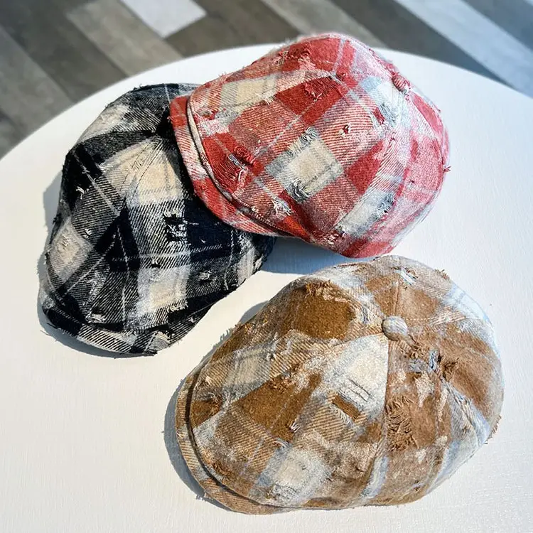 Vintage Plaid Duckbill Cap for Women Reversible - Image 6
