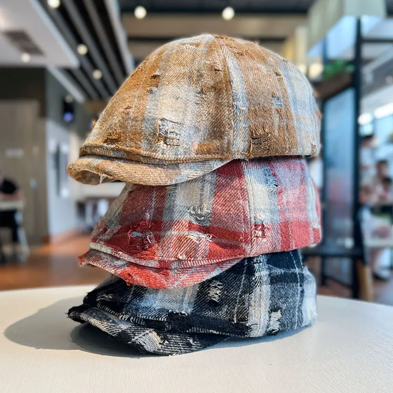 Vintage Plaid Duckbill Cap for Women Reversible — feature 1