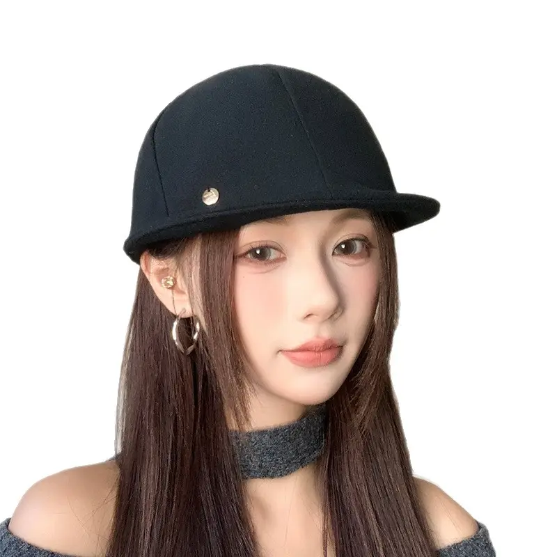 Women Vintage Black Linen Beret Cap Spring Summer Lightweight - Image 7