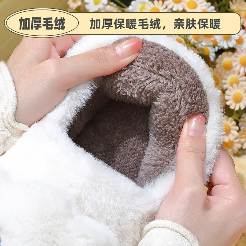 Cute Cloud Bag Heel Cotton Slippers for Women Autumn and Winter Home Indoor Plus Velvet Warm Thick-Soled Plush Slippers Wholesale