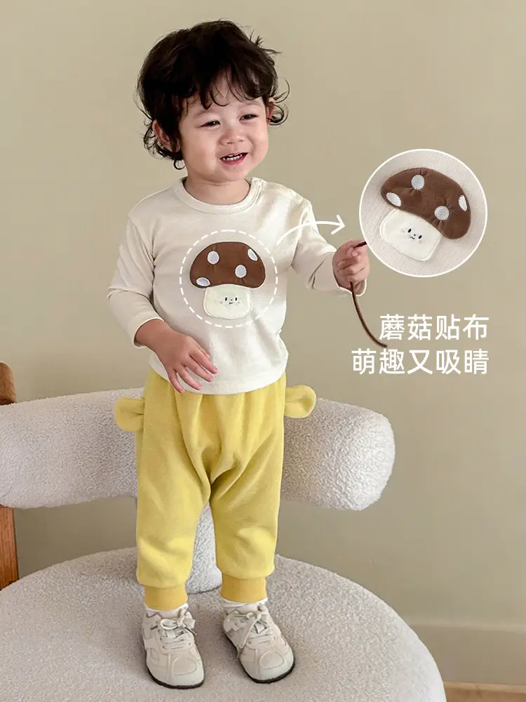 Baby Cartoon Long Sleeve T-Shirt Grey Beige Set - Image 6