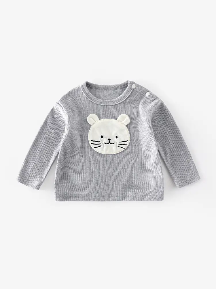 Baby Cartoon Long Sleeve T-Shirt Grey Beige Set - Image 9