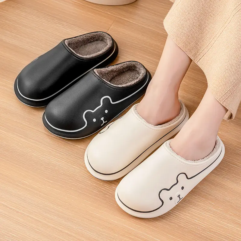 Cute Blue Cotton Slippers for Women Winter Warm Indoor Wear - Image 5