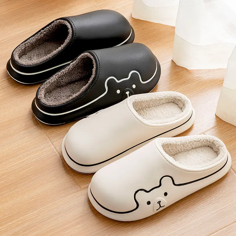 Cute Blue Cotton Slippers for Women Winter Warm Indoor Wear - Image 6