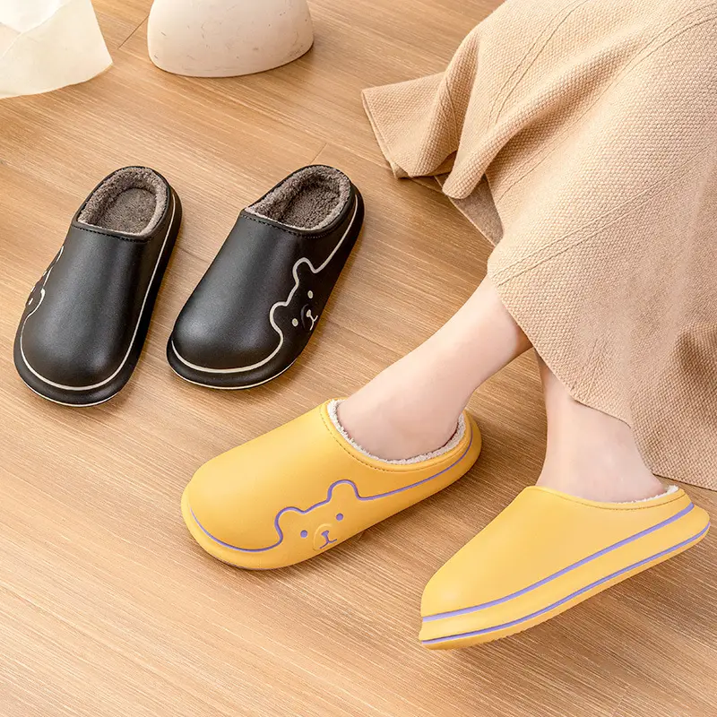 Cute Blue Cotton Slippers for Women Winter Warm Indoor Wear - Image 7