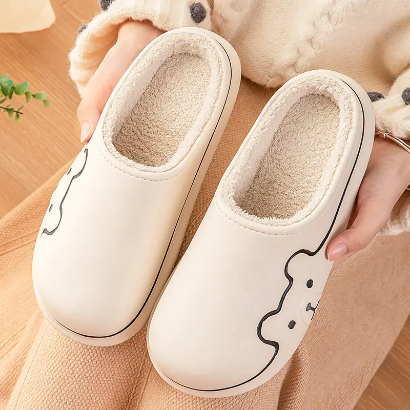 Cute Blue Cotton Slippers for Women Winter Warm Indoor Wear - Image 8