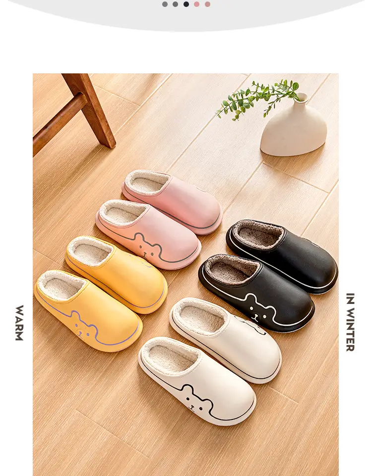 Cute Blue Cotton Slippers for Women Winter Warm Indoor Wear — feature 12