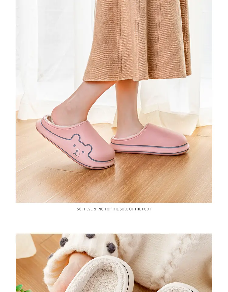 Cute Blue Cotton Slippers for Women Winter Warm Indoor Wear — feature 20