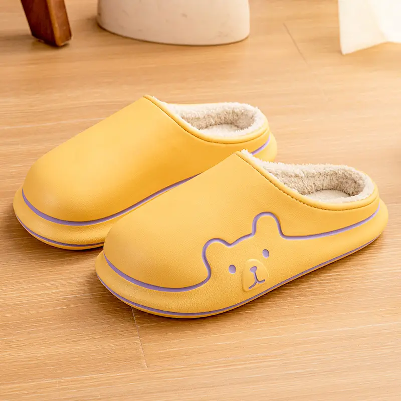 Cute Blue Cotton Slippers for Women Winter Warm Indoor Wear - Image 2