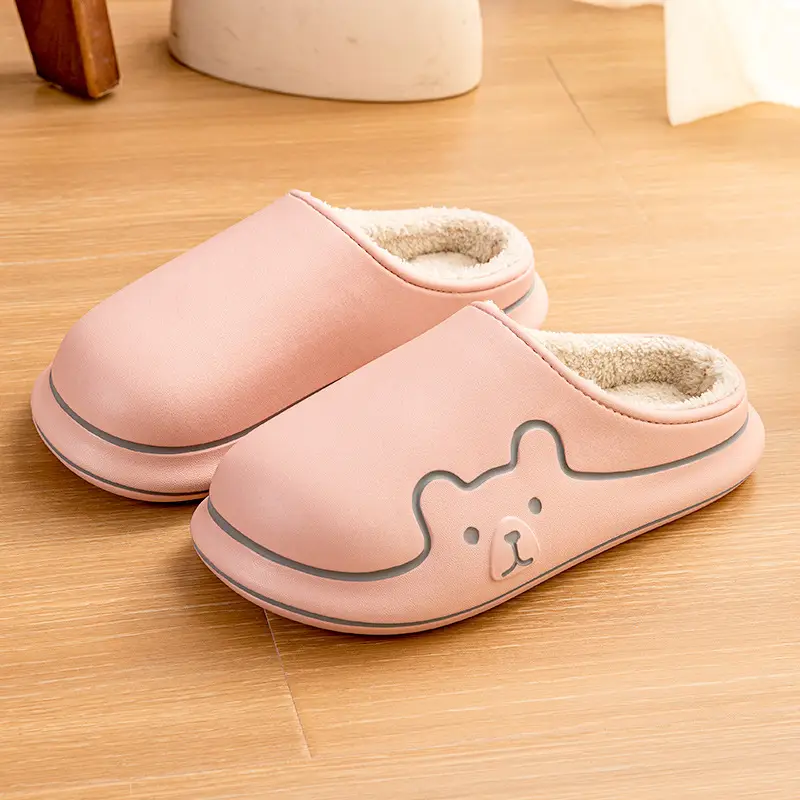 Cute Blue Cotton Slippers for Women Winter Warm Indoor Wear - Image 3