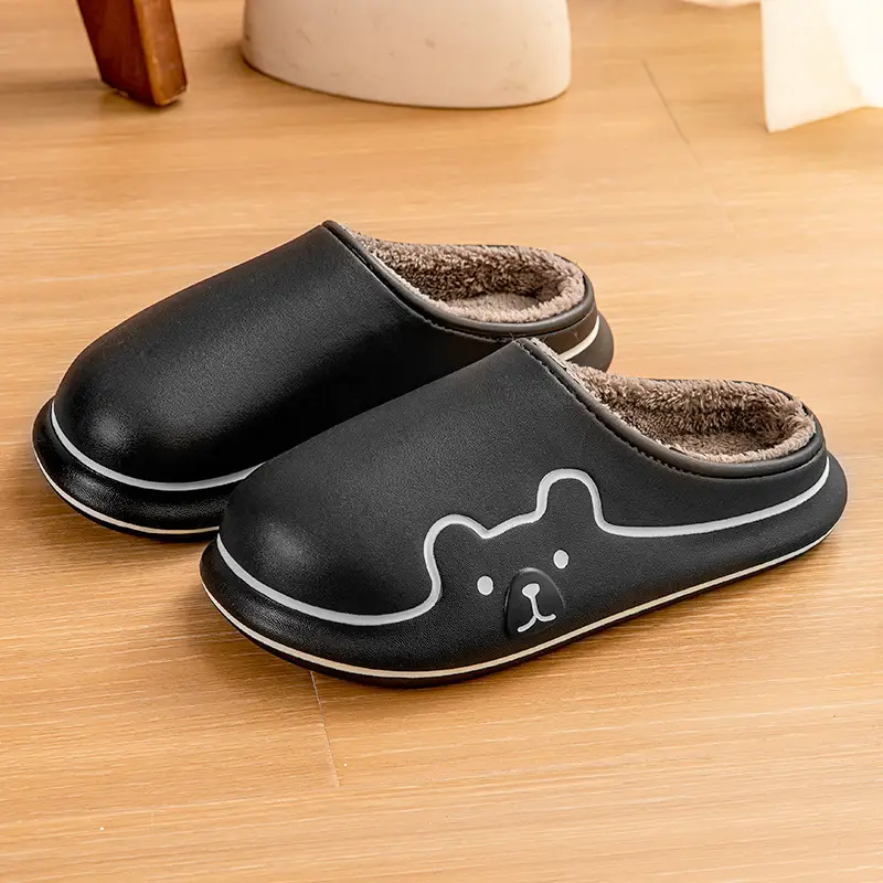 Cute Blue Cotton Slippers for Women Winter Warm Indoor Wear - Image 4