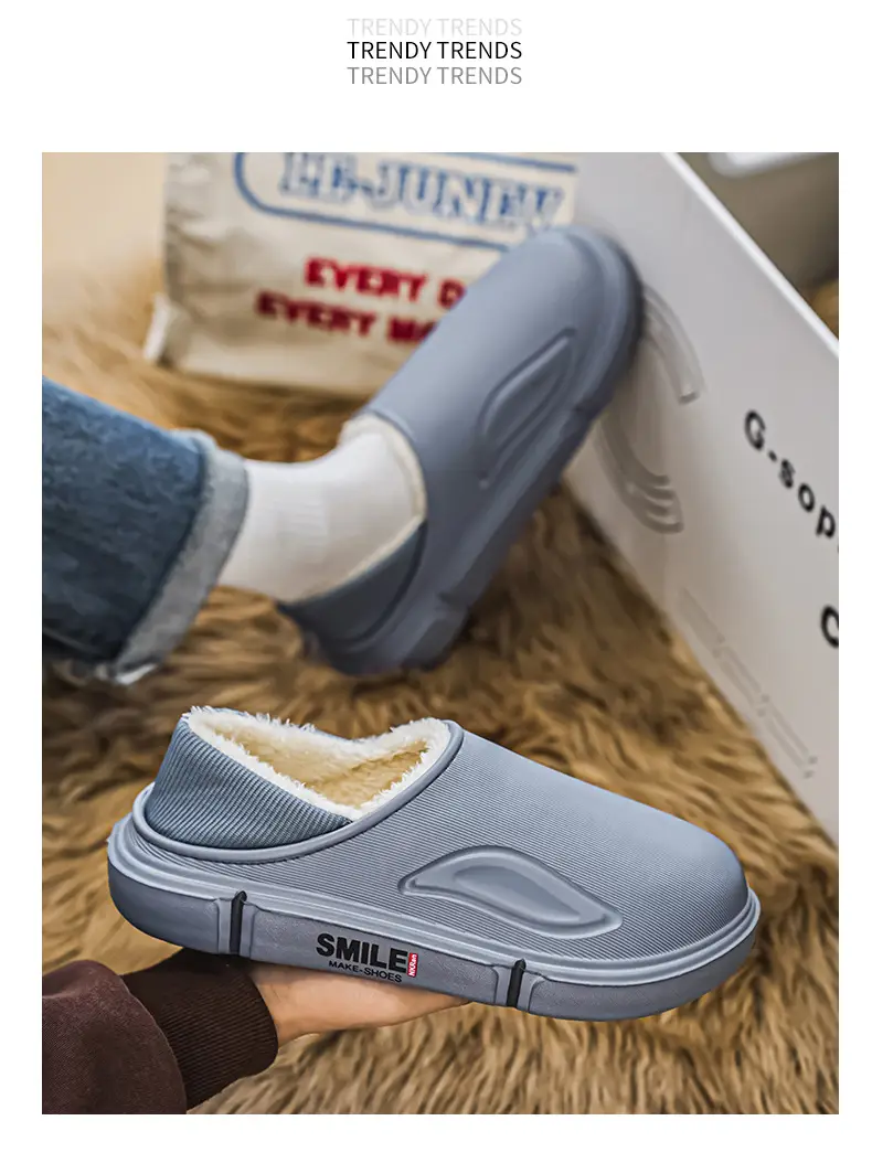 Men's Winter Cotton Slippers, Non-Slip Indoor Slippers with a Sense of Stepping on Shit, Baotou Cotton Slippers Fleece-Lined to Heattech and Prevent Cold at Home, Large Size Cotton Shoes — feature 16