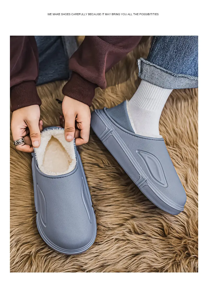 Men's Winter Cotton Slippers, Non-Slip Indoor Slippers with a Sense of Stepping on Shit, Baotou Cotton Slippers Fleece-Lined to Heattech and Prevent Cold at Home, Large Size Cotton Shoes — feature 18