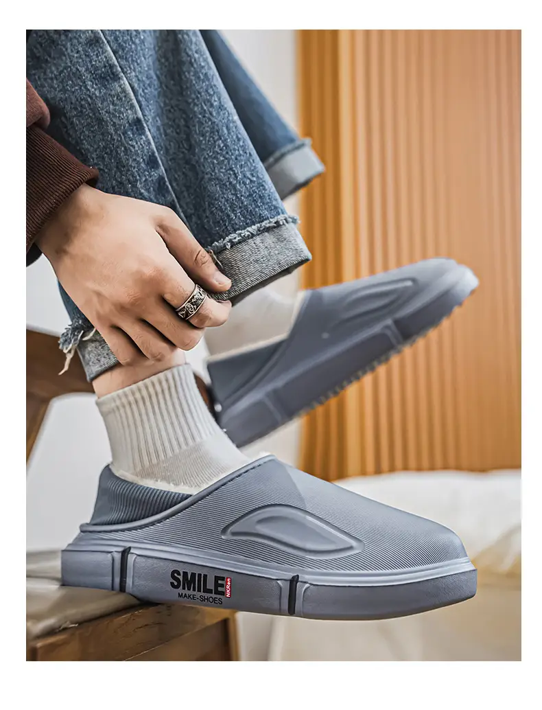 Men's Winter Cotton Slippers, Non-Slip Indoor Slippers with a Sense of Stepping on Shit, Baotou Cotton Slippers Fleece-Lined to Heattech and Prevent Cold at Home, Large Size Cotton Shoes — feature 19