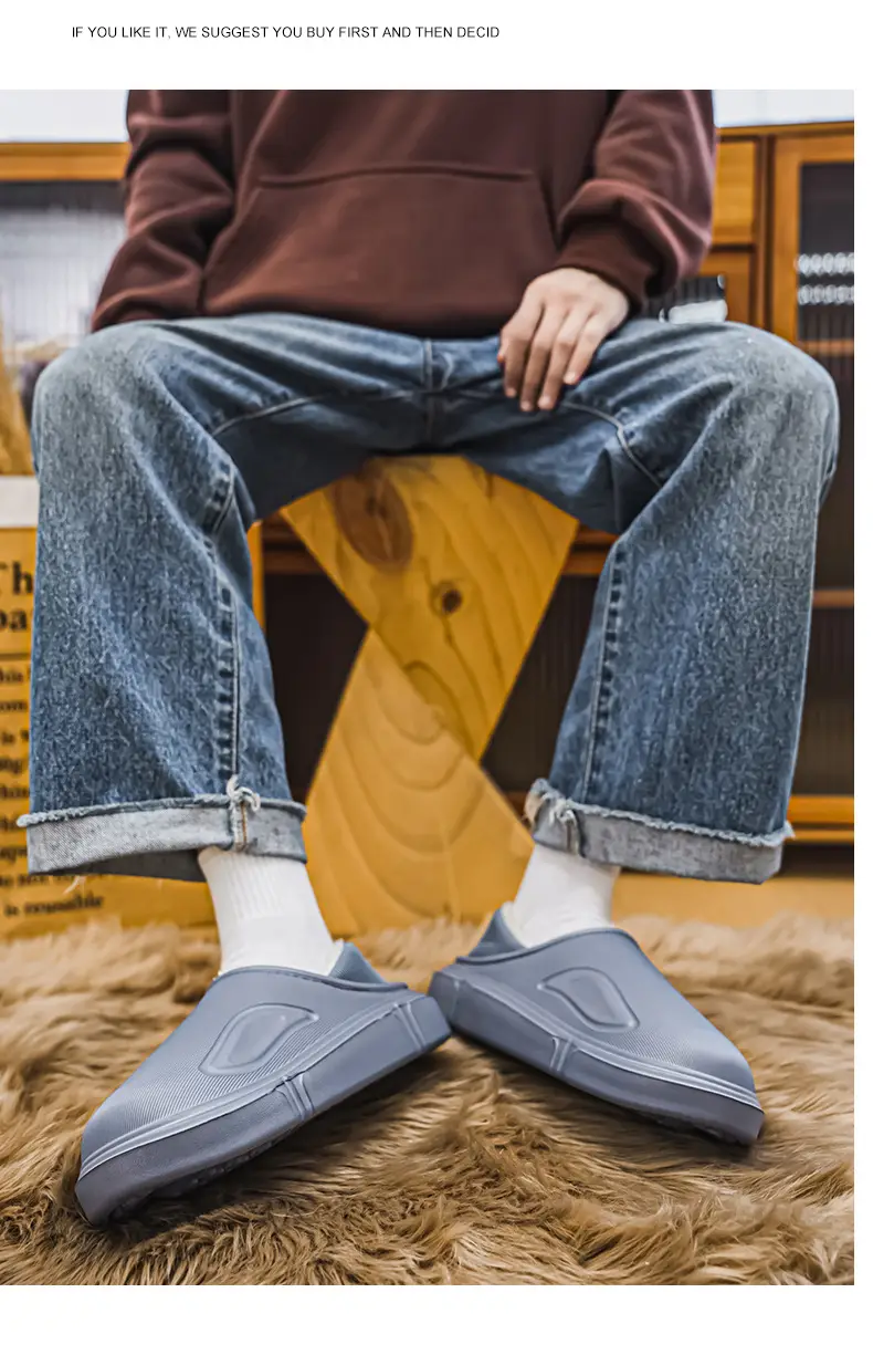 Men's Winter Cotton Slippers, Non-Slip Indoor Slippers with a Sense of Stepping on Shit, Baotou Cotton Slippers Fleece-Lined to Heattech and Prevent Cold at Home, Large Size Cotton Shoes — feature 20