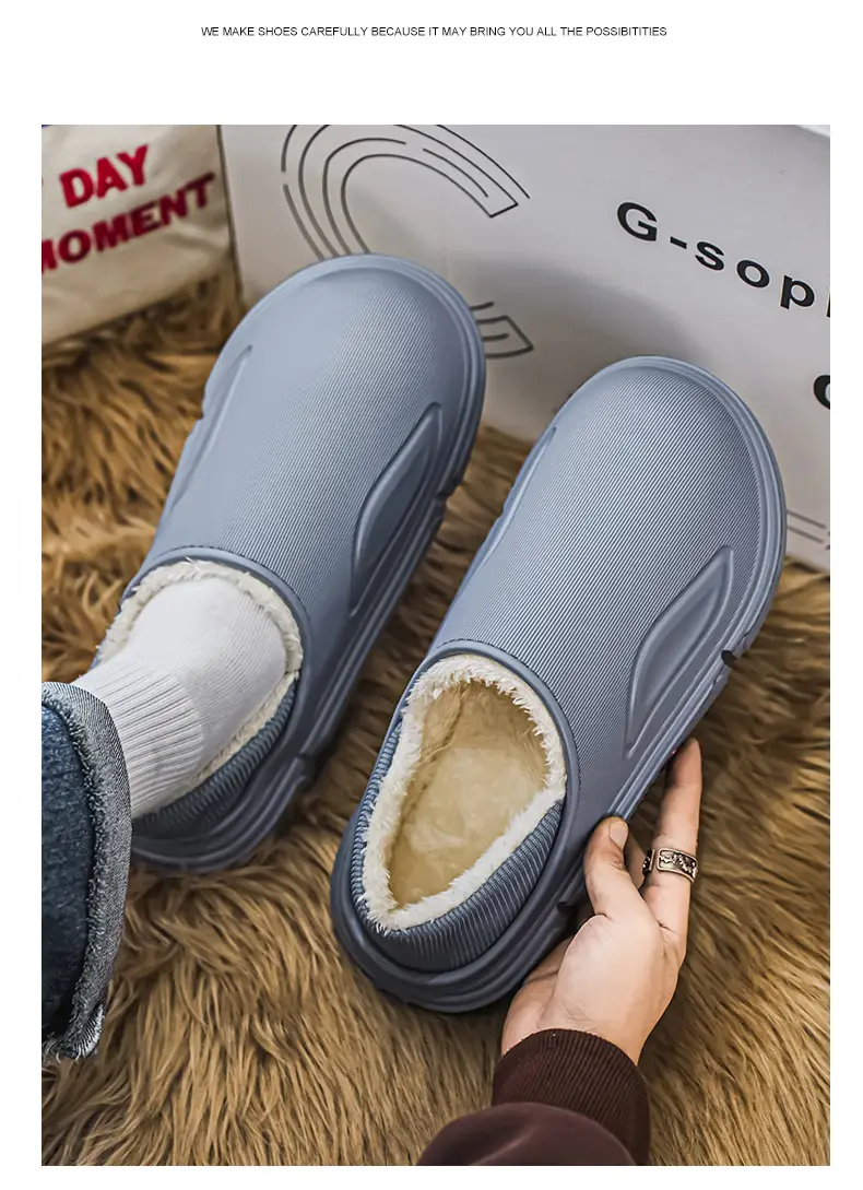 Men's Winter Cotton Slippers, Non-Slip Indoor Slippers with a Sense of Stepping on Shit, Baotou Cotton Slippers Fleece-Lined to Heattech and Prevent Cold at Home, Large Size Cotton Shoes — feature 21