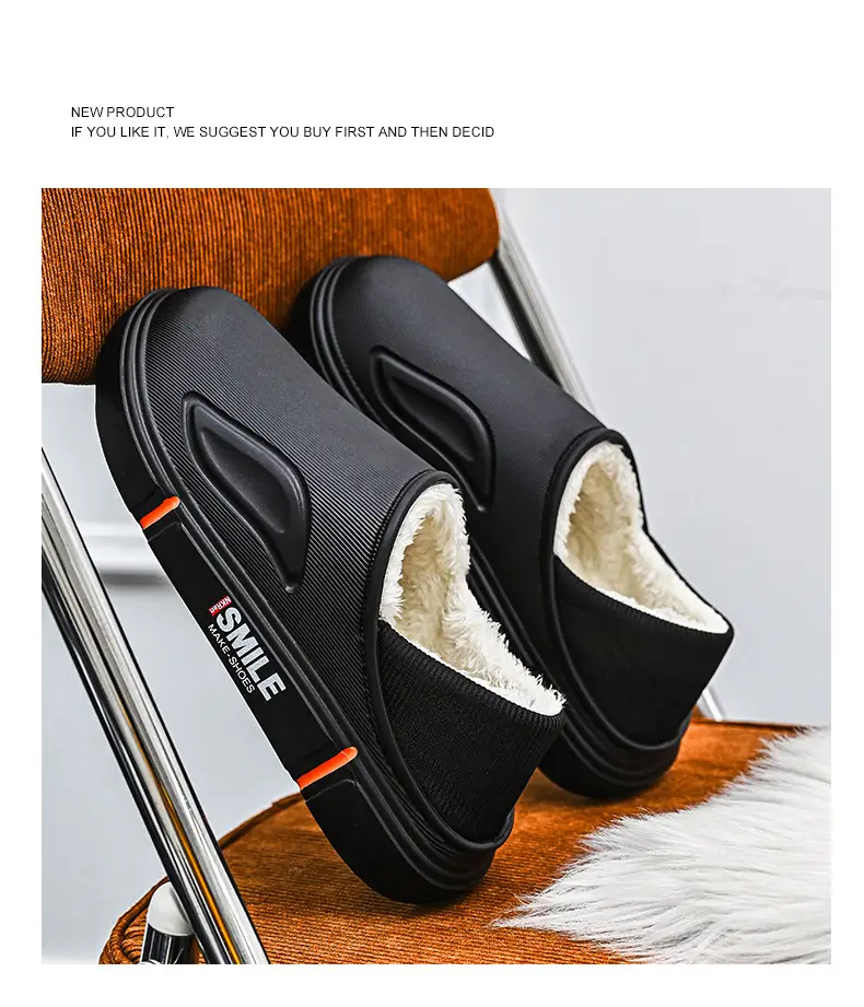 Men's Winter Cotton Slippers, Non-Slip Indoor Slippers with a Sense of Stepping on Shit, Baotou Cotton Slippers Fleece-Lined to Heattech and Prevent Cold at Home, Large Size Cotton Shoes — feature 22