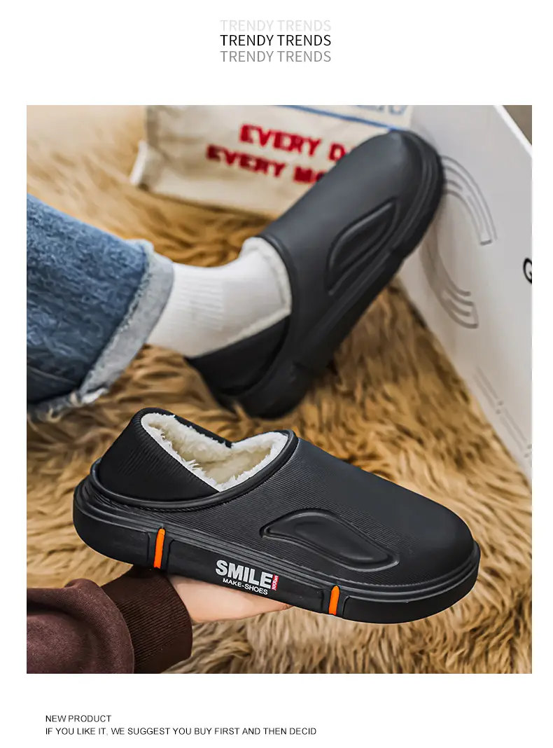 Men's Winter Cotton Slippers, Non-Slip Indoor Slippers with a Sense of Stepping on Shit, Baotou Cotton Slippers Fleece-Lined to Heattech and Prevent Cold at Home, Large Size Cotton Shoes — feature 23