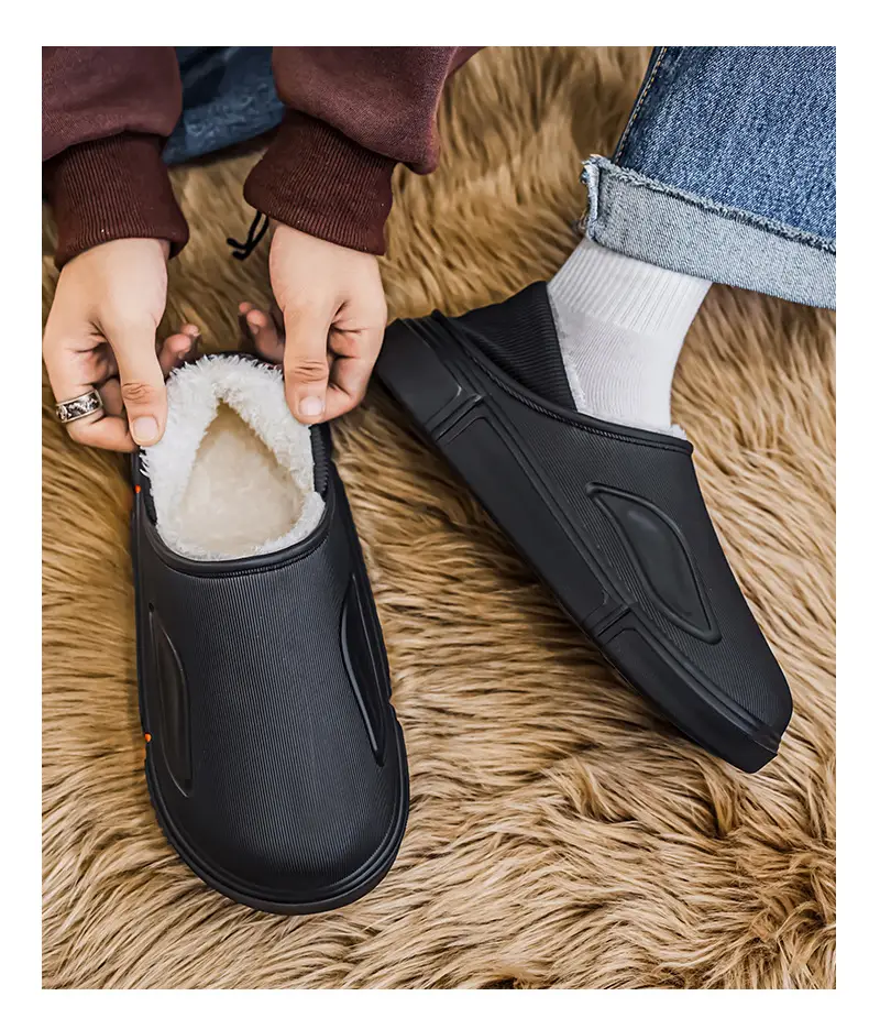 Men's Winter Cotton Slippers, Non-Slip Indoor Slippers with a Sense of Stepping on Shit, Baotou Cotton Slippers Fleece-Lined to Heattech and Prevent Cold at Home, Large Size Cotton Shoes — feature 24
