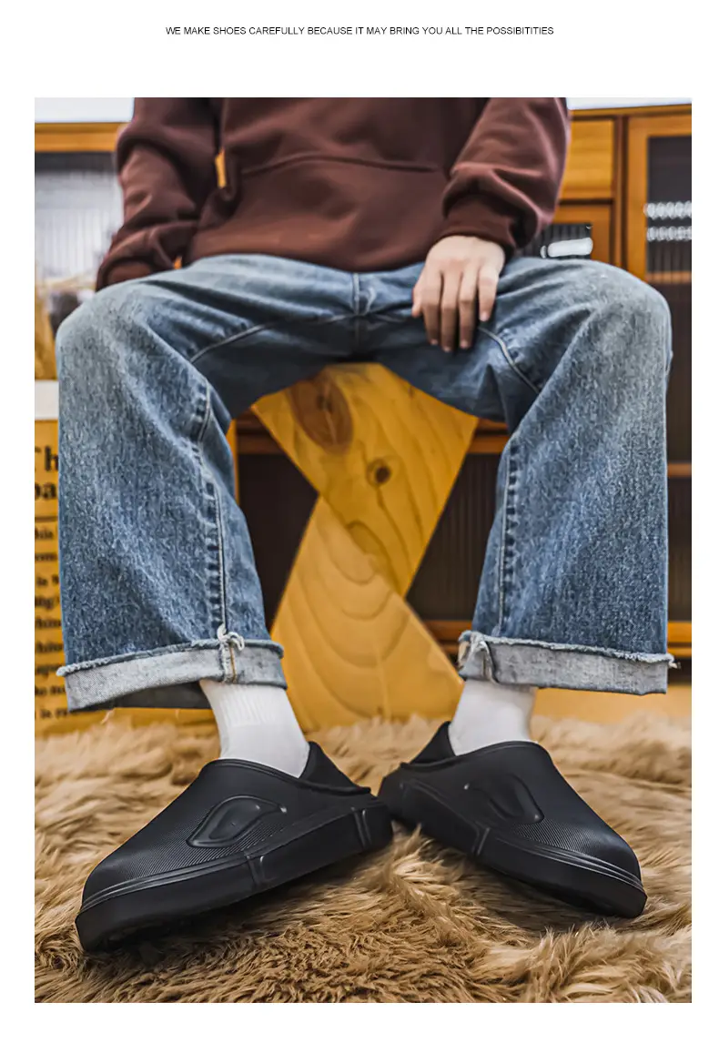 Men's Winter Cotton Slippers, Non-Slip Indoor Slippers with a Sense of Stepping on Shit, Baotou Cotton Slippers Fleece-Lined to Heattech and Prevent Cold at Home, Large Size Cotton Shoes — feature 28