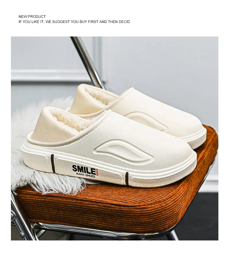 Men's Winter Cotton Slippers, Non-Slip Indoor Slippers with a Sense of Stepping on Shit, Baotou Cotton Slippers Fleece-Lined to Heattech and Prevent Cold at Home, Large Size Cotton Shoes — feature 9