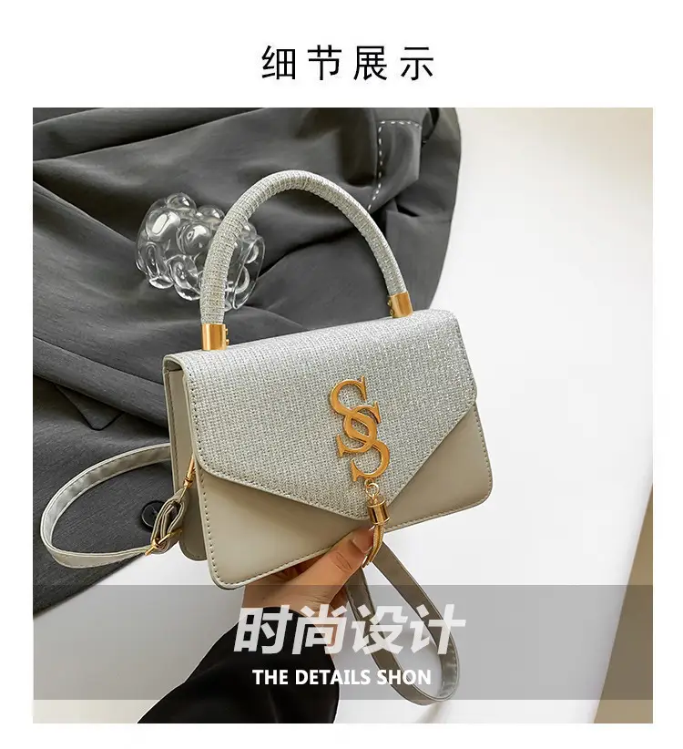 Women Sequined Crossbody Bag Blue White Gold Logo 2026 — feature 10